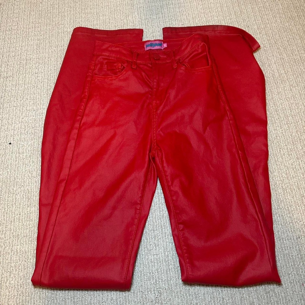 Edikted red faux leather pants